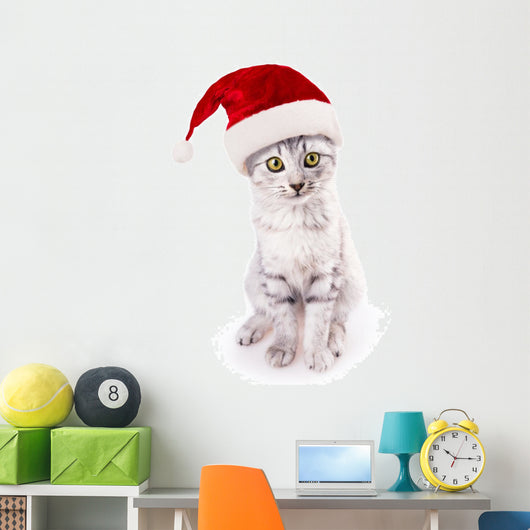 santa hat cat Wall Decal