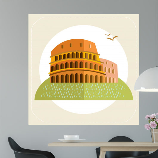 Rome Colosseum Icon Flat