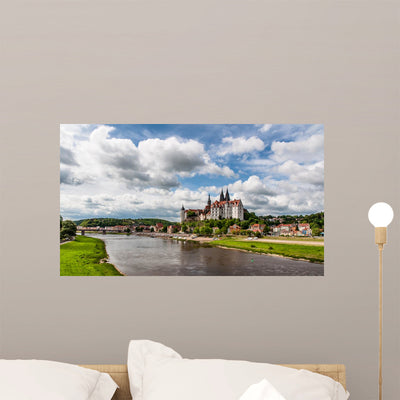 Meissen Castle and Elbe Wall Mural shown on a wall
