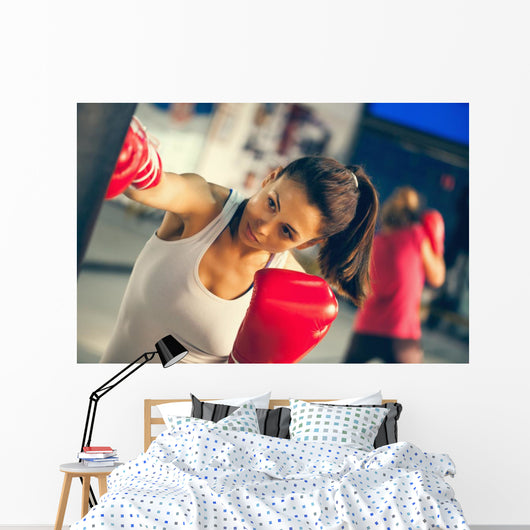 Female Boxer At Training Wall Mural
