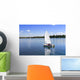 White boat sailing Wall Mural