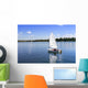 White boat sailing Wall Mural