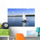 White boat sailing Wall Mural