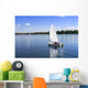 White boat sailing Wall Mural
