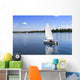 White boat sailing Wall Mural
