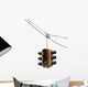 Green traffic light hanging from a cable, isolated on white. Wall Decal