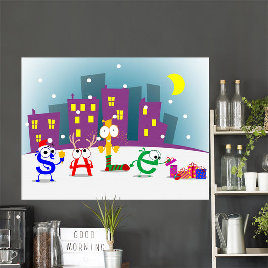Fun cartoon letters announcing discount. Vector eps 10 Wall Mural