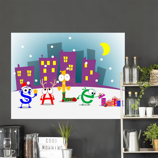 Fun cartoon letters announcing discount. Vector eps 10 Wall Mural