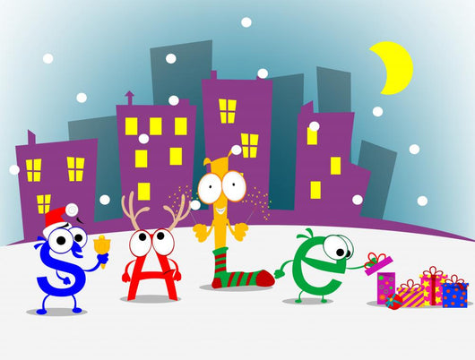 Fun cartoon letters announcing discount. Vector eps 10 Wall Mural