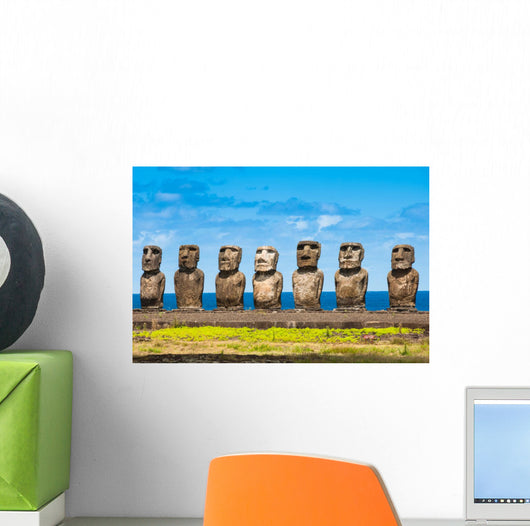 Moais in Ahu Tongariki, Easter island (Chile) Wall Mural