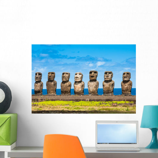 Moais in Ahu Tongariki, Easter island (Chile) Wall Mural