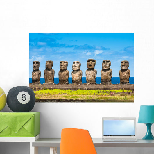 Moais in Ahu Tongariki, Easter island (Chile) Wall Mural