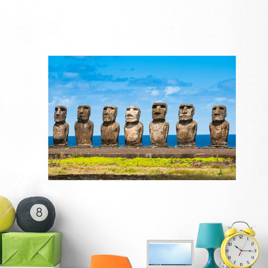 Moais in Ahu Tongariki, Easter island (Chile) Wall Mural