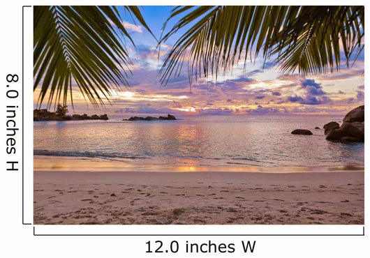 Seychelles tropical beach at sunset Wall Mural