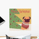 Pug Sitting in the Room by the Christmas Trees Wall Mural