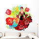 Flamenco dancer with roses Wall Decal