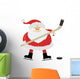 Ice Hockey Santa Claus with a Stick on Ice Skates Wall Decal
