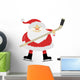 Ice Hockey Santa Claus with a Stick on Ice Skates Wall Decal