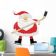 Ice Hockey Santa Claus with a Stick on Ice Skates Wall Decal