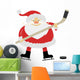 Ice Hockey Santa Claus with a Stick on Ice Skates Wall Decal