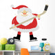 Ice Hockey Santa Claus with a Stick on Ice Skates Wall Decal
