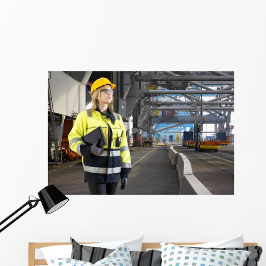 Industrial Harbor inspector Wall Mural