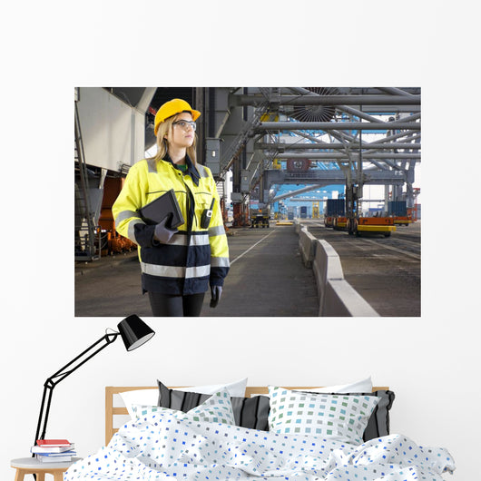 Industrial Harbor inspector Wall Mural