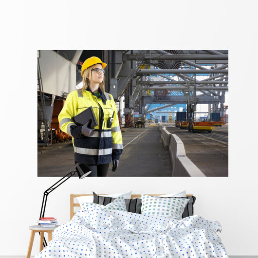 Industrial Harbor inspector Wall Mural