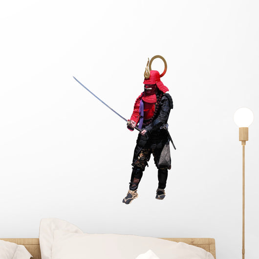 Samurai with Sword-fighting Position Wall Decal