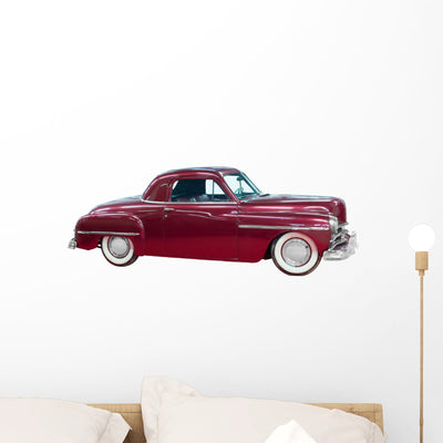 Red Classical Vintage Automobile Wall Mural shown on a wall