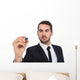 Focused businessman writing with marker Wall Decal