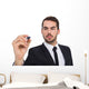Focused businessman writing with marker Wall Decal