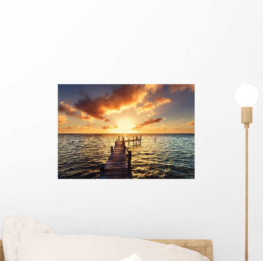 Boardwalk on beach Wall Mural
