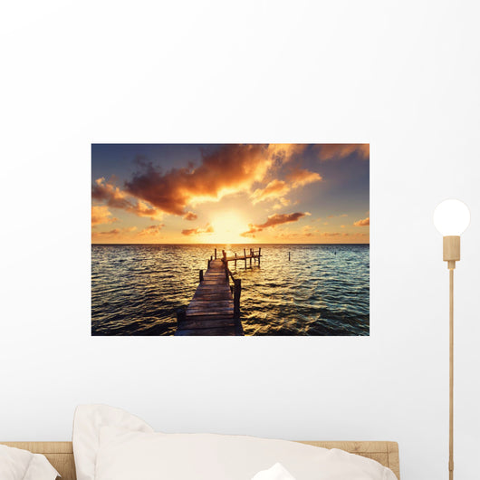 Boardwalk on beach Wall Mural