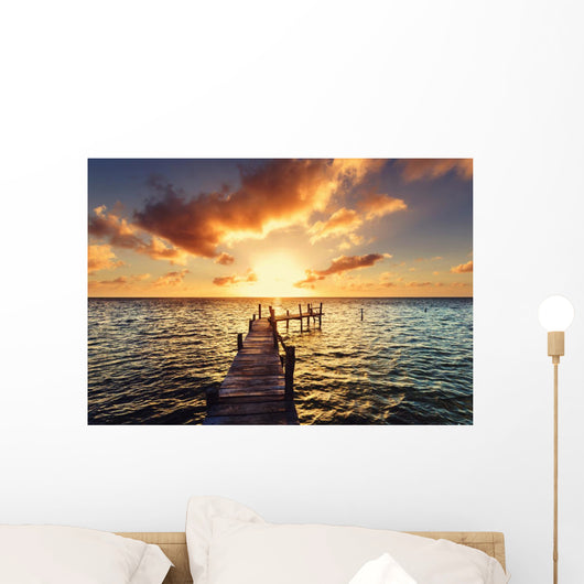 Boardwalk on beach Wall Mural