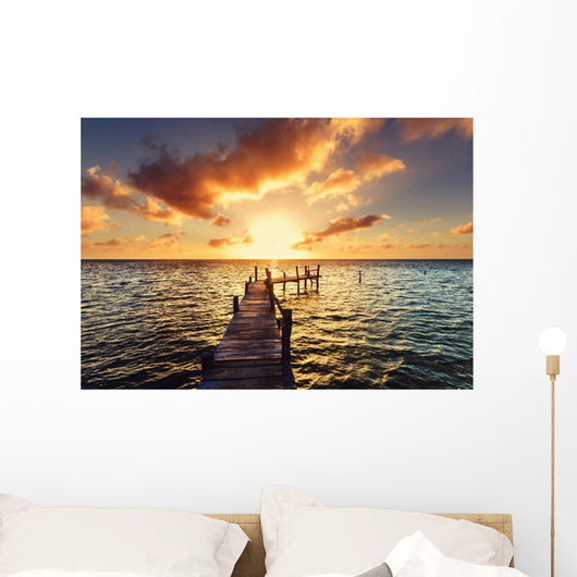 Boardwalk on beach Wall Mural