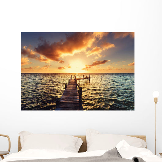 Boardwalk on beach Wall Mural