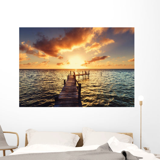 Boardwalk on beach Wall Mural