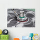 Thai people cleaning black granite floor with machine and chemic Wall Mural