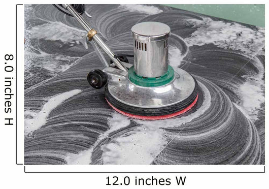 Thai people cleaning black granite floor with machine and chemic Wall Mural