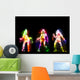 Dancing girls silhouettes, neon lights Wall Mural