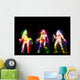 Dancing girls silhouettes, neon lights Wall Mural