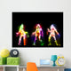 Dancing girls silhouettes, neon lights Wall Mural