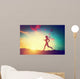 Silhouette Woman Running Sunset Wall Mural