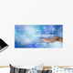 Volunteers needed hand gesture on blue bokeh Wall Mural