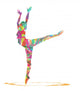 silhouette di ballerina composta da colori Wall Decal