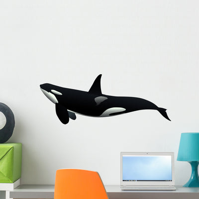 Killer Whale Orca Wall Decal shown on a wall