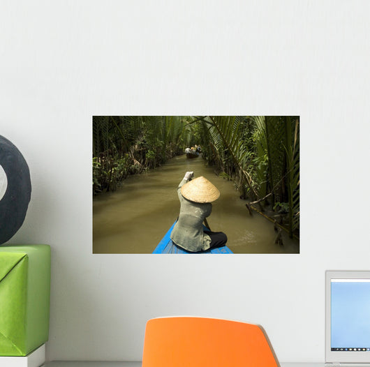 Vietnamese Woman Rowing a Boat Wall Mural
