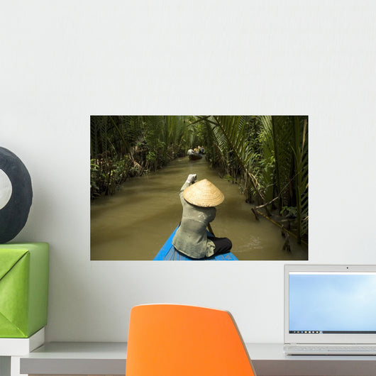 Vietnamese Woman Rowing a Boat Wall Mural