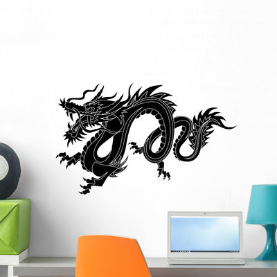 Chinese Dragon Wall Decal shown on a wall